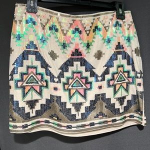 Vintage Express sequin tribal pattern colorful mini skirt